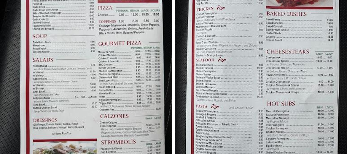 Lo Chiatto's Pizzeria Menu